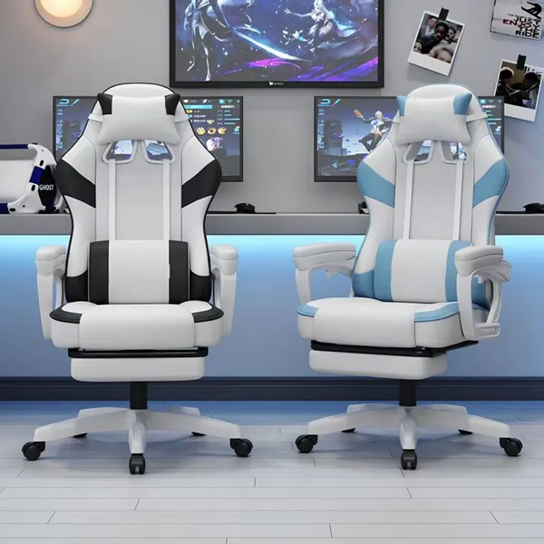 Professional Ergonomic High-Back Gaming Chair With Retractable Footrest, Adjustable Lumbar Support, and PU Leather Racing Style Office Chair. photo-2