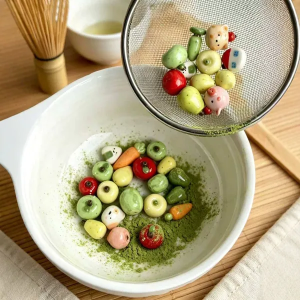 Handmade Ceramic Matcha Sifting Beads Assorted Miniature Food Charms for Japanese Tea Tools