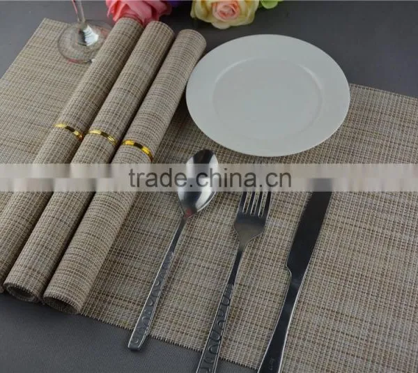 Table Decoration PVC Solid Color Disposable Flaxen Linen Table Placemat 45*30cm photo-5