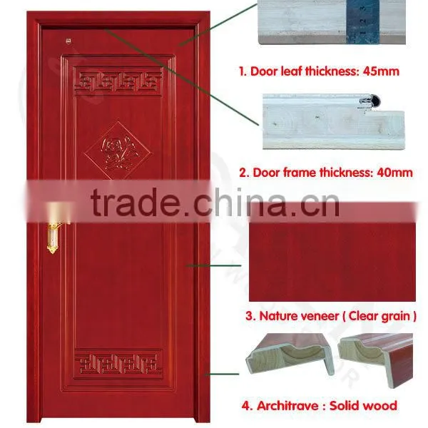 Chinese Style Single Swing Mahogany Solid Inter Wood Doors photo-2