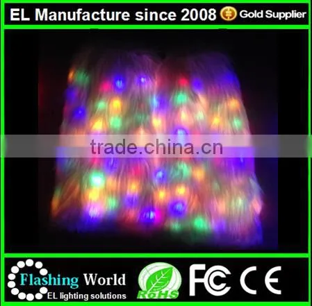 Light Up White LED Furry Leg Warmers - Rave Costume Fluffies LED Fluffies photo-3