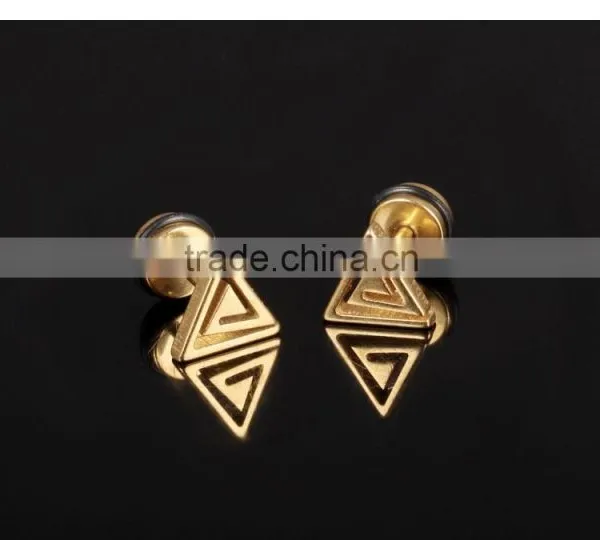 Reliable Guangzhou Jewelry Wholesalers Fashionable Jewelry 18K Gold Plated Triangle Earring Men Stud photo-3