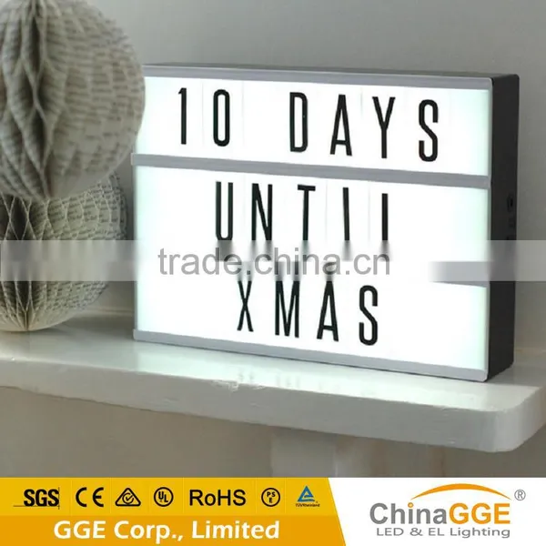 A4 Size USB Cinematic Light Box Battery Operated Light Box LED Cinema Light Box With Changeable Letter Sign