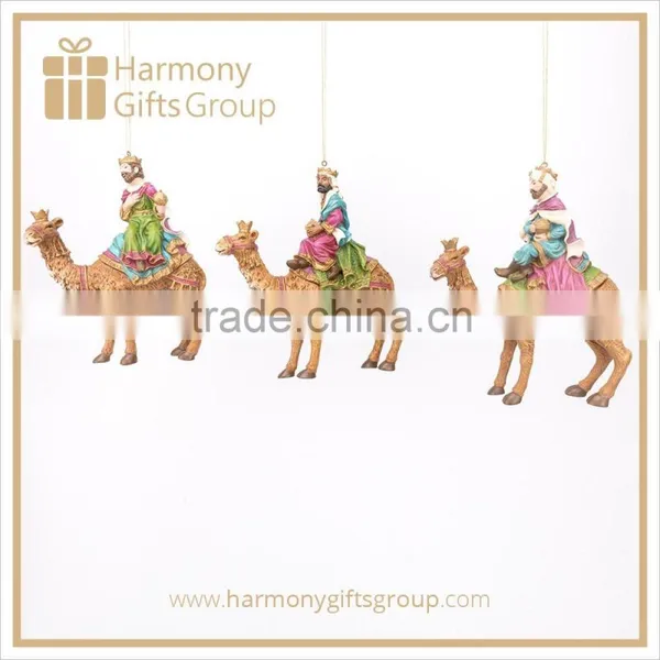 Three King on Camel Resin Nativity Figurine