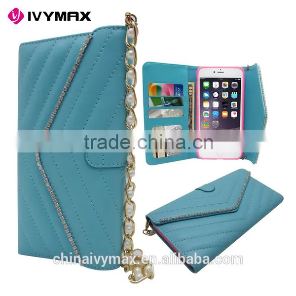 Lady Style Diamond Bling Leather Wallet Case for Iphone 6, for Iphone 6 Case photo-4