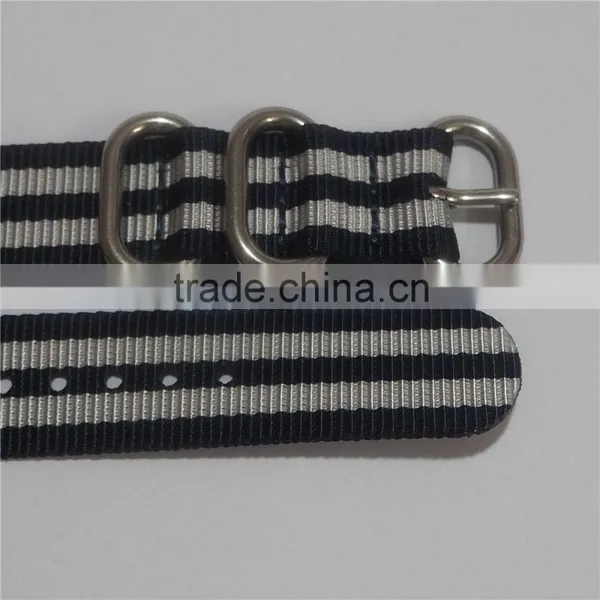 4 Rings Black Gray Stripe James Bond Zulu ODM Watch Bands photo-2