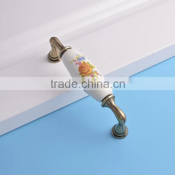 Chineses Classical Antique Brass Flower Design Home Bedroom Kitchen Furniture Ceramic Pull Knobs Andhandles photo-5