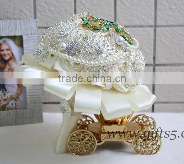 Elegant Crystal Wedding Bridal Bouquet photo-2