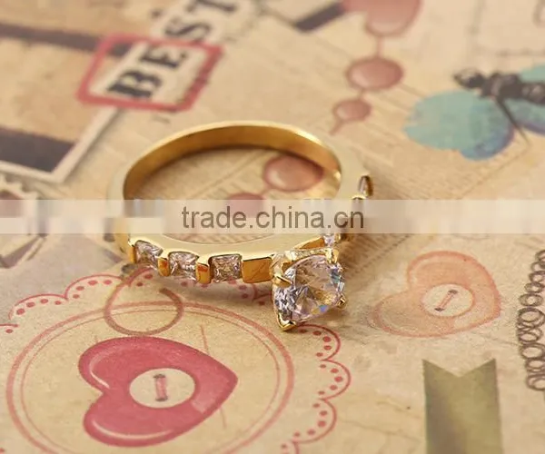 Wholesale Engagement Couple Finger Rings 18k Solid Gold Plated cz Diamonds High Quality Finger Rings More Attractive photo-4