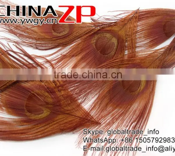 CHINAZP Factory Bulk Sale Top Selling Dyed Brown Trimmed Short Peacock Feathers for Clothes Accessories photo-4