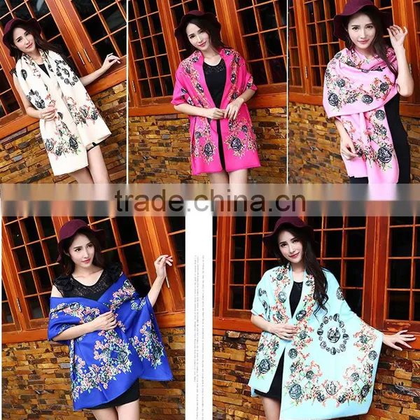 2016 New Design 100% Arcylic Women Ladies Winter Scarf Shawls Wrap Printed Coins and Floral Pattern Tassel photo-6