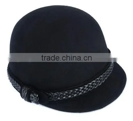 Fashion Black Shaped Wool Felt Hats for Ladys