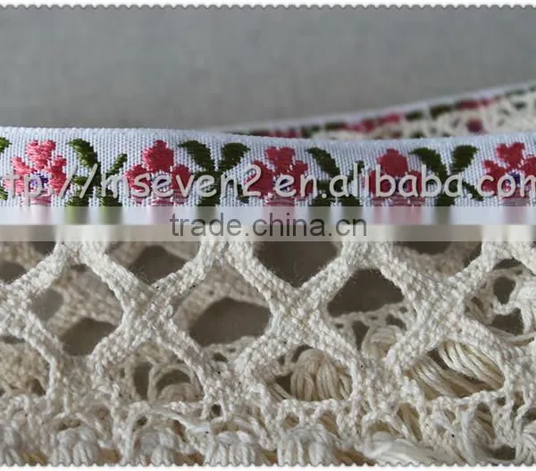 5.7cm Fringed Cotton Jacquard Webbing, Jacquard Tape With Cotton Tassel Wholesale photo-4