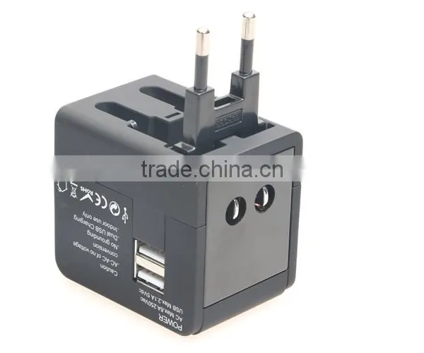 Factory High Quality Universal Travel Adapter With Double USB Charger World Travel Adapter USB Travel Adapter of 1000MA photo-4
