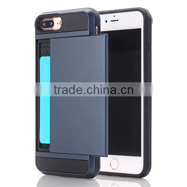 Slide Cover Card Slot Phone Case TPU + PC Material Phone Hull for IPhone7 7plus photo-5