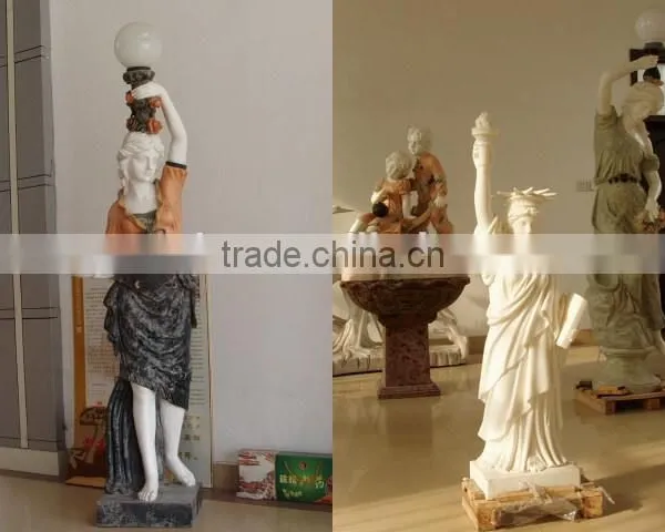 Hand Carved Europe Style Lamp Lady Figure Statue (white / Black / Yellow / Red) photo-2