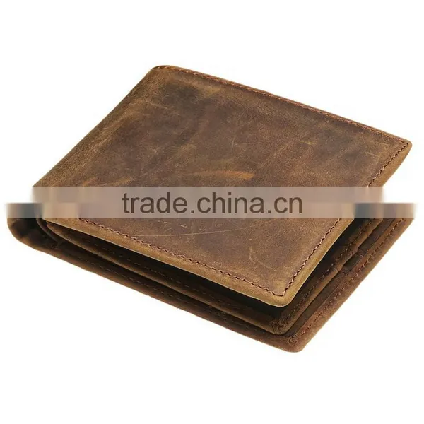 Manufacture Crazy Horse Leather Short Men's Wallet With ID Card Holder photo-3