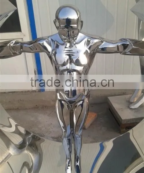 Stainless Steel Statues Modern Art Mirror Surface Naked Women for Decor photo-2
