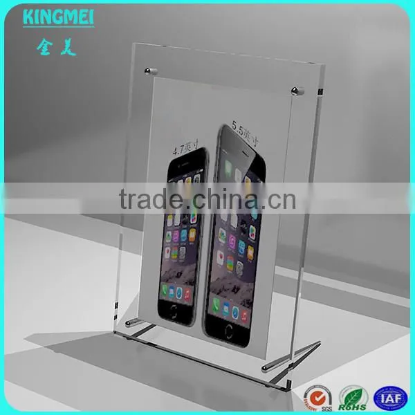 KM-CP62 OEM Custom Made 10x8cm 6x4cm Table Screws Transparent Square Acrylic Plastic Paper Photo Frame photo-2