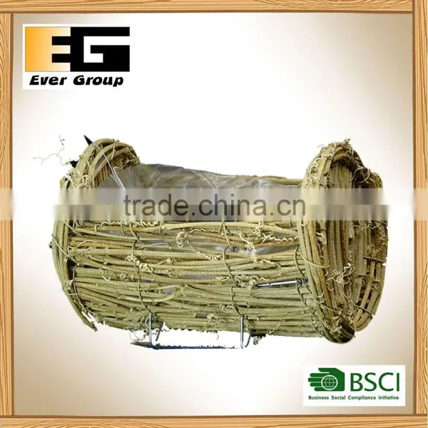 Handmade Natural Rattan Tray With Plastic Linning for Garden Planter photo-3