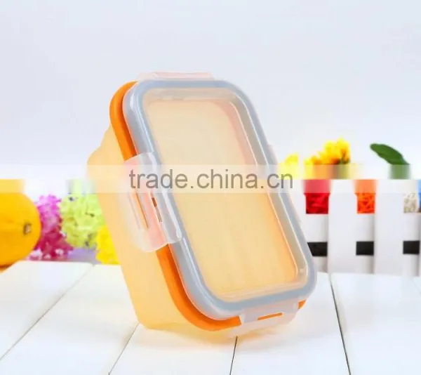 4 Sizes Collapsible Silicone Storage Container / Silicone Folding Lunch Box photo-4