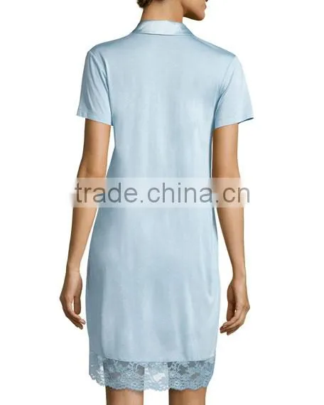 Sleepshirt for Women Short Sleeve Solid Color Pajamas for Women Turkish Cotton Pajamas Women photo-3