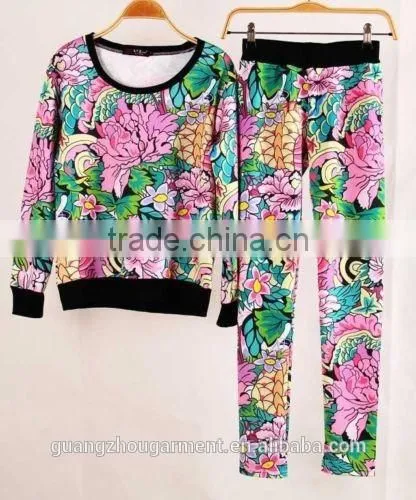 Letter Geometric Print Hoodies Pants Sets Women Sport Wear Loose Suit Tracksuit photo-3