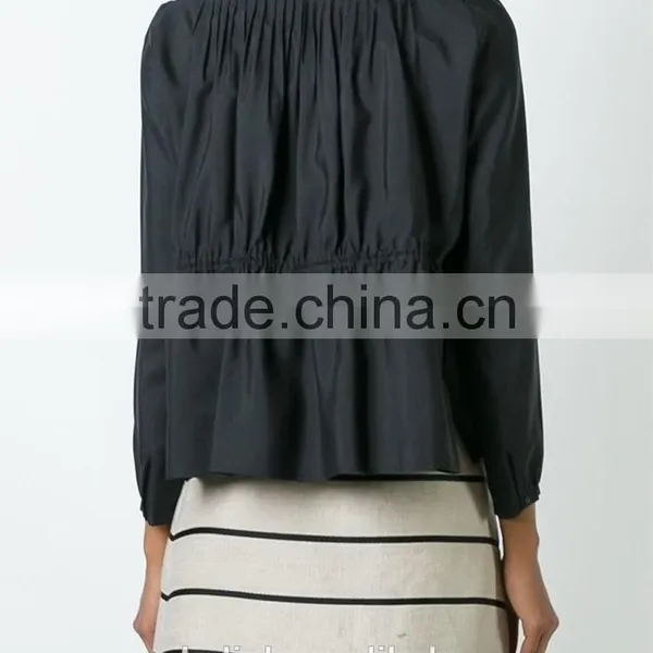 Hot Sale Nice Design Women Executive Pleated Silk Shirts 2016 photo-3