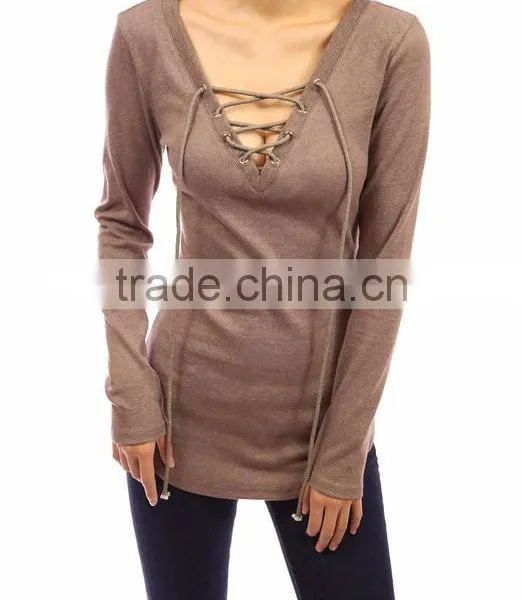 2016 Colorful v Neck Sex Women Clothing With Long Sleeve photo-5