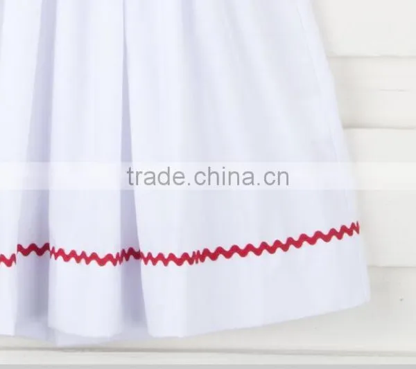 2017 White Summer Baby Short Sleeve Stars and Stripes Smocked Dress Children Frocks Designs for Kids Clothing photo-2