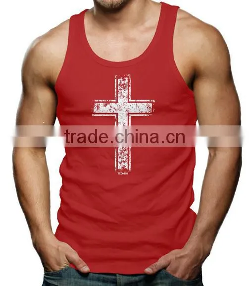 China Printing Cotton Wholesale Mens Custom Gym Stringer Vest photo-4