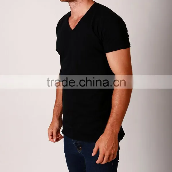 Men Blank Vneck t Shirt Cotton photo-3