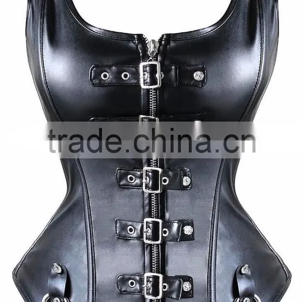 Instyles New Corset Overbust Hlater Sweetheart Top Straps Soft Faux Leather Steampunk photo-2