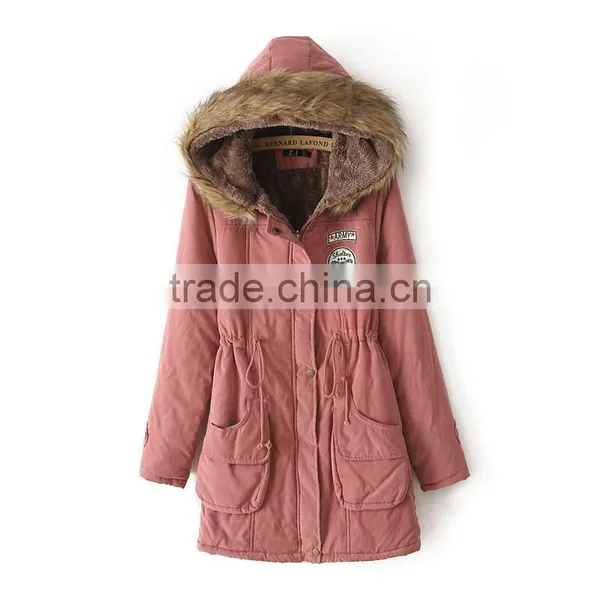 Womens Hooded Warm Winter Coats Faux Fur Lined Parkas Black Pink Green Blue Red photo-4