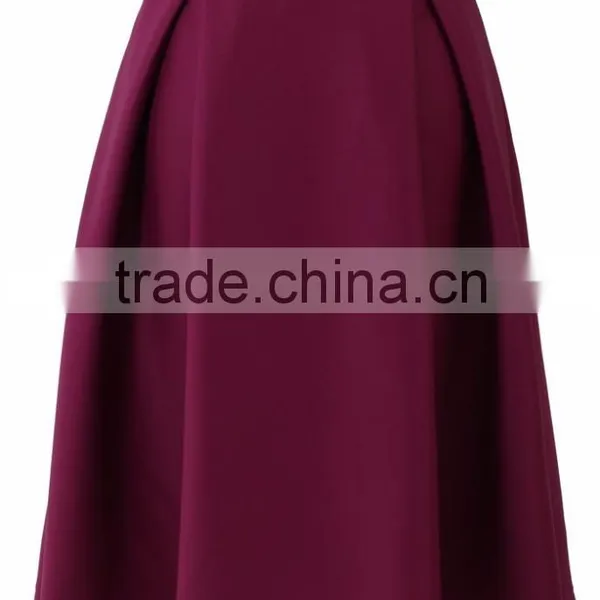 100% Polyester Pleated Side Pocket Midi Skirt Wholesale Women Skirts Outfit 2016 photo-3