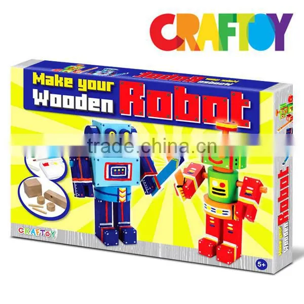 OEM Product Art & Craft Toy Color Wooden Mini Robot Set photo-2
