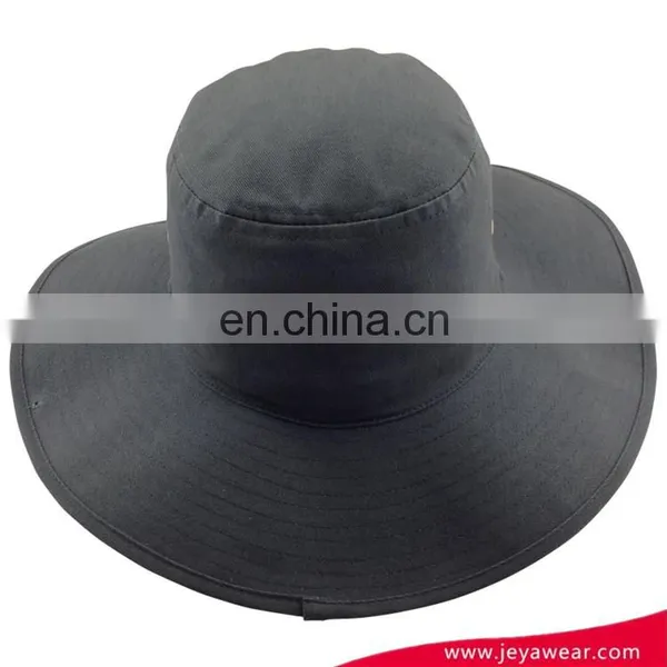 Men's Black 100%cotton Twill Bucket Hat Wide Brim Flat Top Bucket Hat With Flat Embroidery photo-4