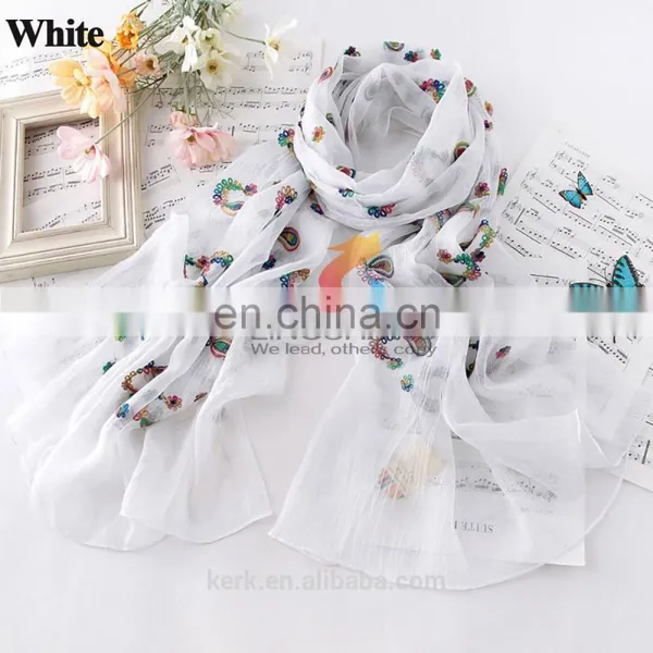 Fashion Embroidered Shawls Flower Muslim Hijab Scarf Female Artesanato Embroidery Wrap photo-4