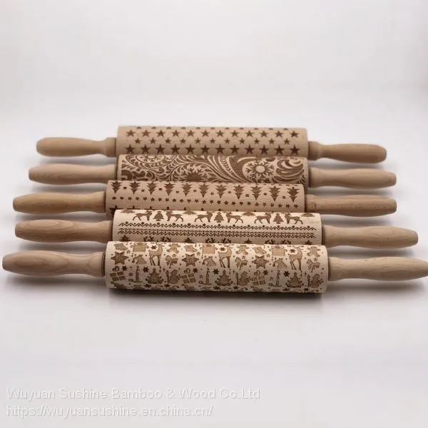 Wooden Rolling Pin,Made of Beech Wood,with Laser Printing photo-2