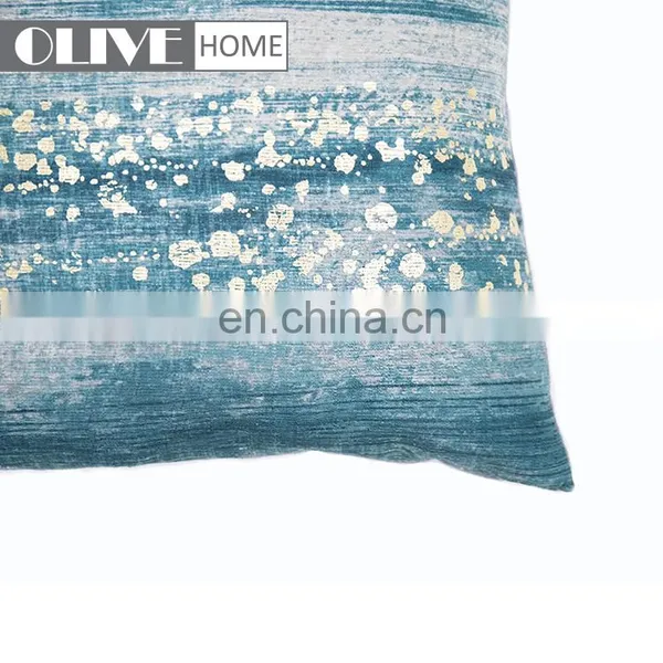 Fashion Chenille Fabric Gold Stamping Ombre Photo Printed Cushion Pillow photo-2