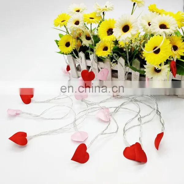 Romantic Bedroom Wedding Party Decoration 20 LEDS Cloth Heart Shape Mini Fairy String Light photo-4