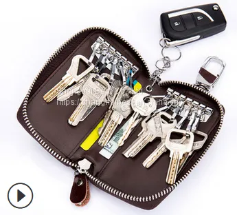 Key Bag Multi Function Zipper Leather Custom Men's Household Key Purse Large Capacity