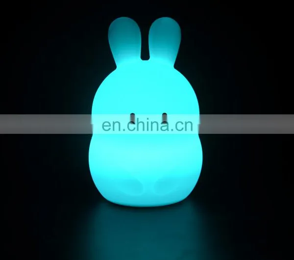 2020 New Design Animal Shaped Cute Rabbit LED Night Light Silicone Night Lamp For Kids photo-4