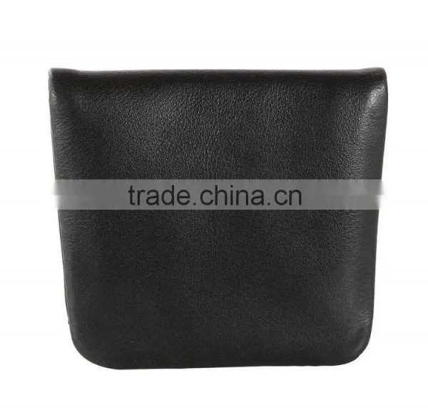 Black Soft Calf Leather Pocket Coin Holder Coin Case Coin Pouch photo-4