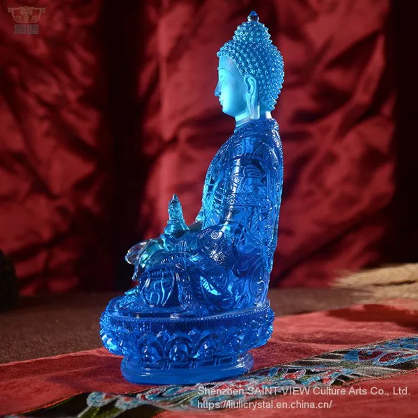 Liuli Bhaisajya Blue Medicine Buddha Statue Five Size H12cm On Stock photo-2