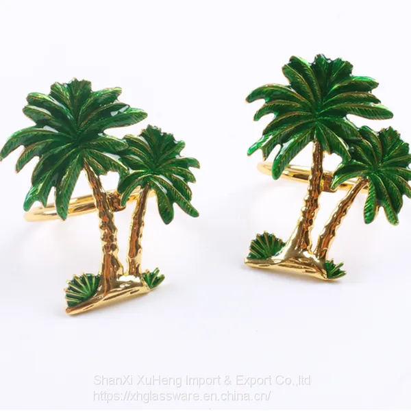 Modern Palm Tree Metal Stainless Steel Elegant Napkin Ring Holder photo-4