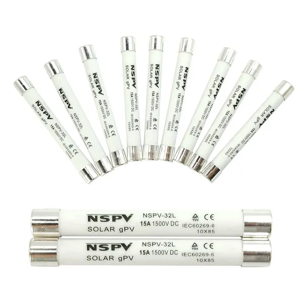 High Breaking Capacity Precision Process Quality Fuse 1500VDC 10*38mm Solar Fuse
