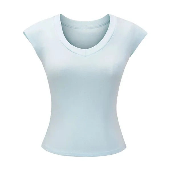 Spicy Girl Sweet Cool Style Big V-neck Collarbone Short Sleeved T-shirt Summer New High Waist Slimming Short Fit Inner Top photo-3