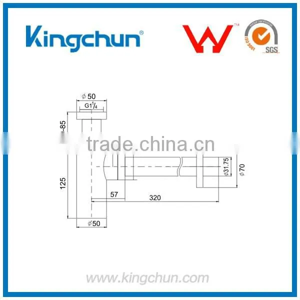 Watermark Free Samples Bathroom Shower Chrome Plated Tube Bottle Trap Sink Drain(J220) photo-2