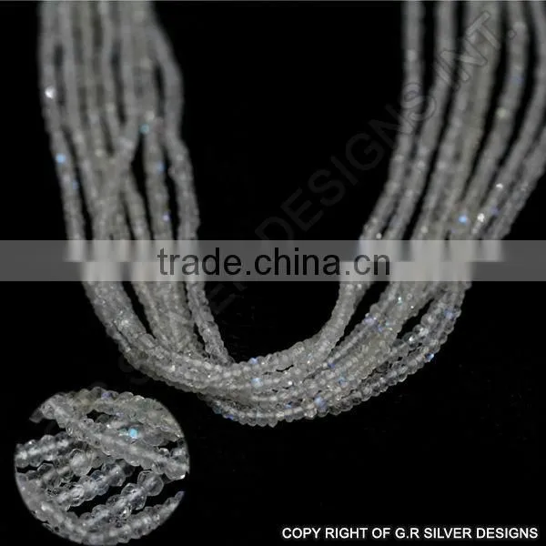 Rainbow Moonstone Faceted Rondelle Beads, Semi Precious Gemstone Beads
